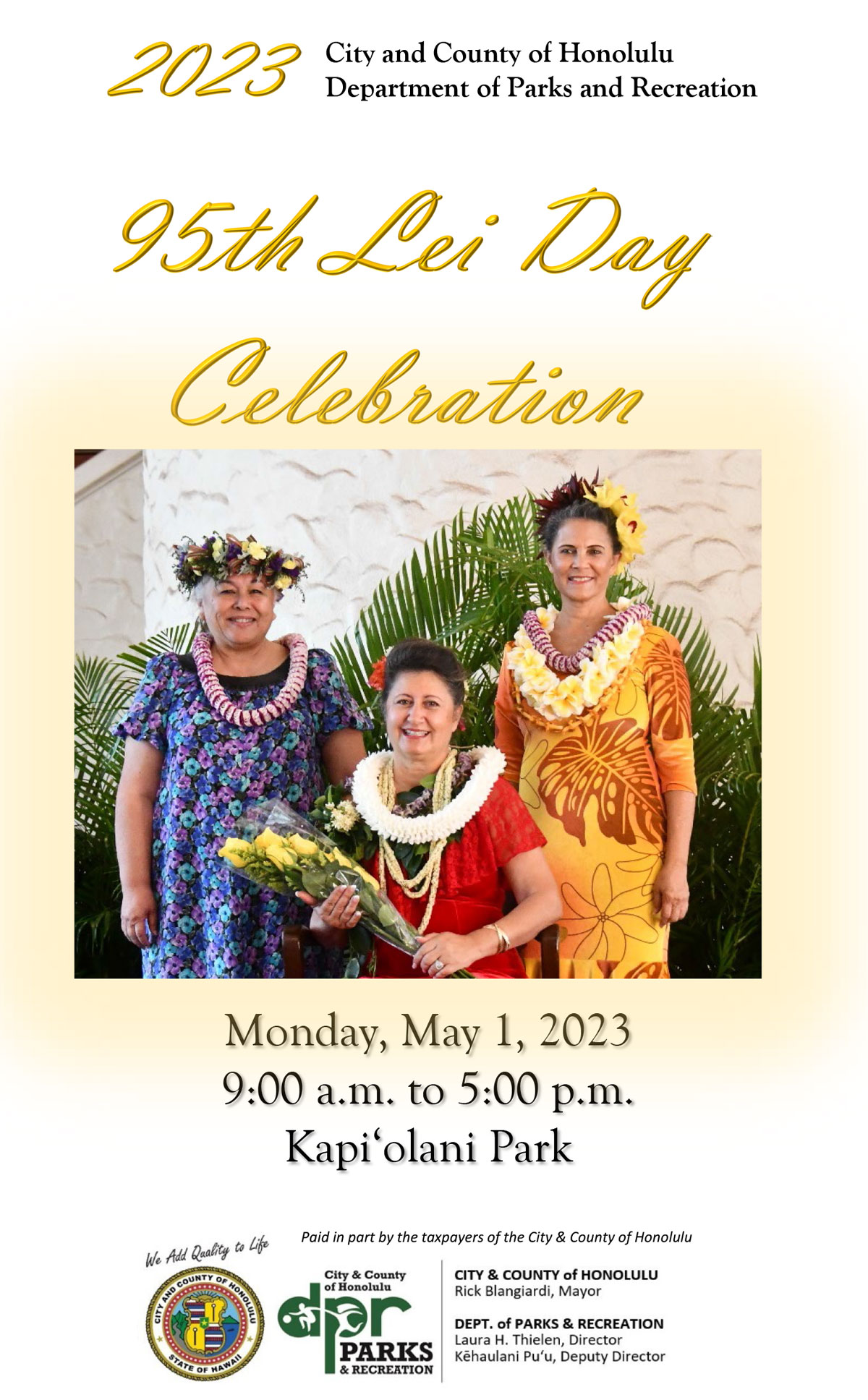 95th Annual Lei Day Celebration - May 1, 2023 from 9 a.m. to 5:00